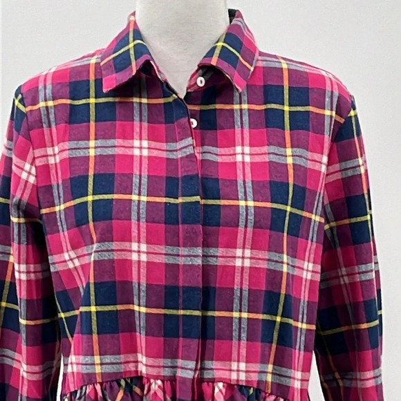Sundance Hayden Creek Pink Plaid Peplum Flannel Top - NWOT - Size Medium - Picture 3 of 8